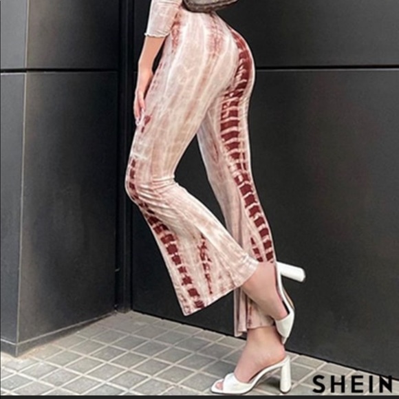 Tie Dye Lettuce Edge Bell Bottom Pants - Picture 3 of 12